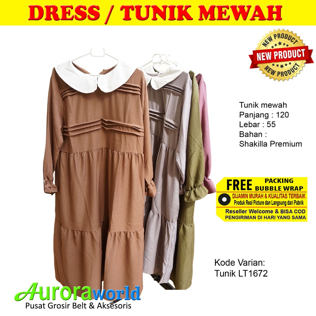 Auroraworld Long Tunik / Baju Tunik Best Seller / Baju Atasan Wanita Muslim Dewasa