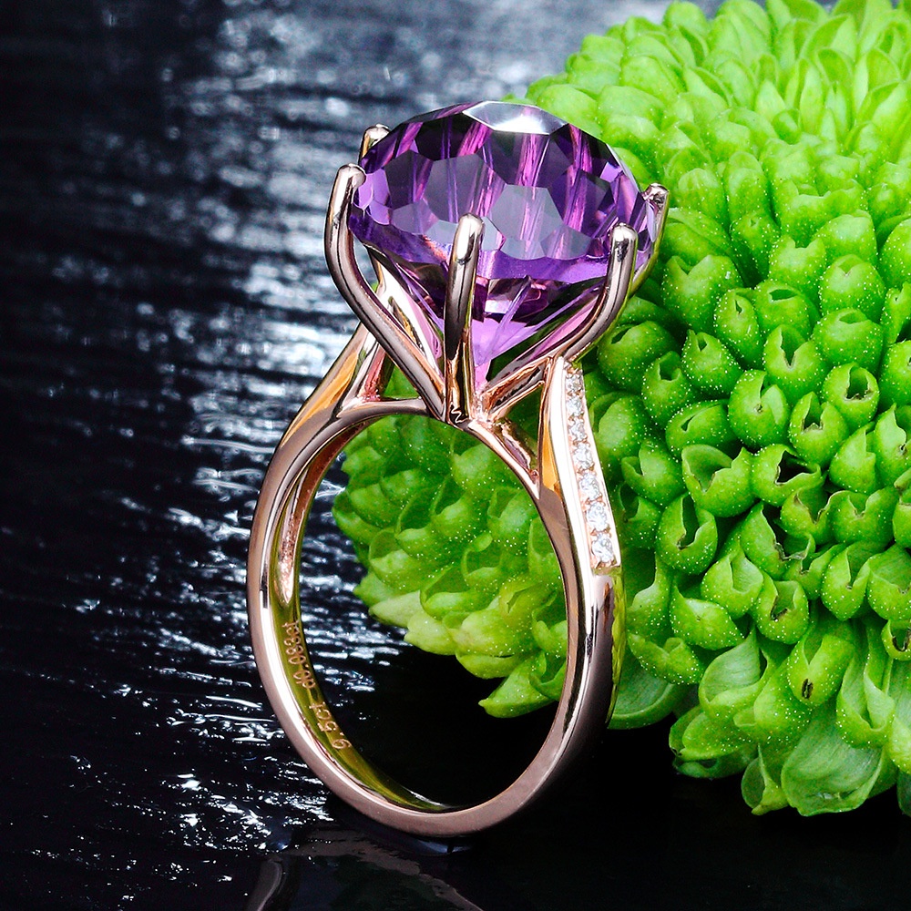 perak asli 925 cincin Wanita Kepribadian Kreatif Sederhana Ungu Batu Permata Cincin Dapat Disesuaikan Fashion Perhiasan CCC88