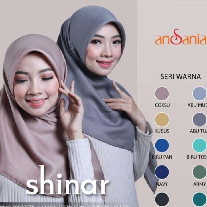 Shinar Glamour Ansania Hijab Segiempat Shinar Ansania Original Kerudung SegiEmpat  Nayla Hija'b