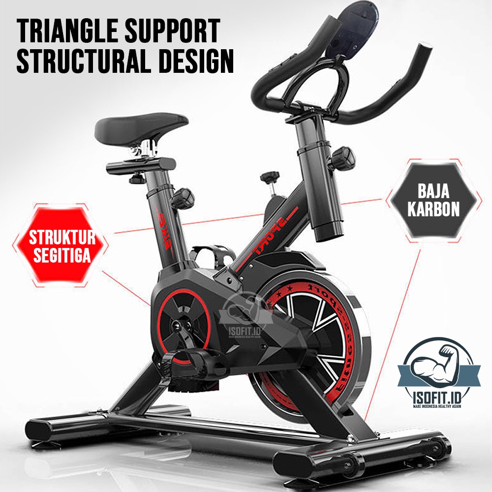 Isofit.id Sepeda Statis Alat Fitness Rumah / Indoor Spinning Exercise Bike Q7