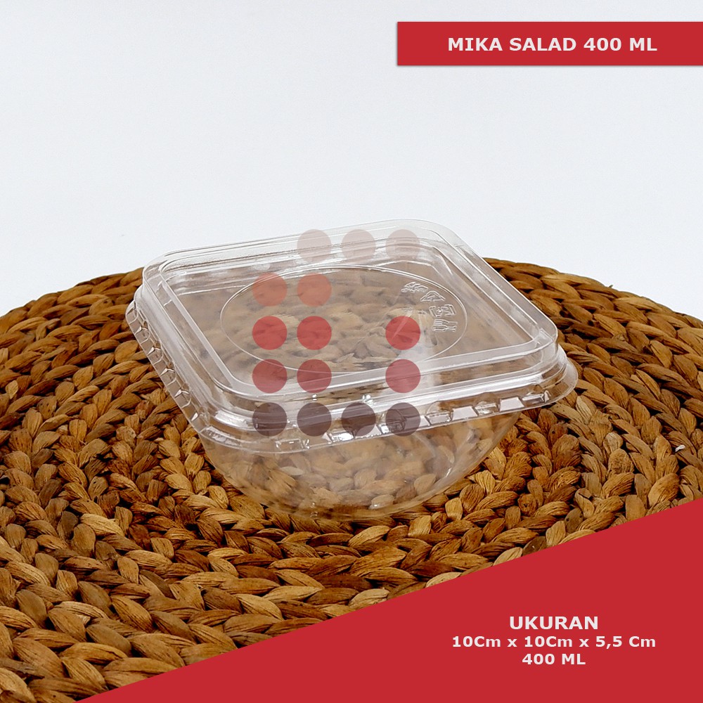 mika box / mangkok plastik salad 400 ml isi 50 pcs