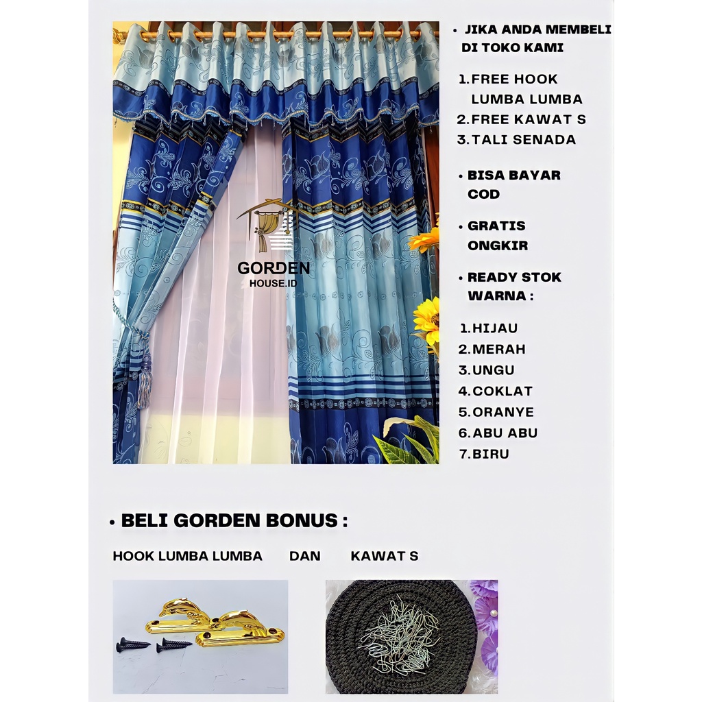 Gorden motif /Gorden prada poni/Gorden jendela/Gorden prada smokring/Gorden prada poni pisah/Gorden 