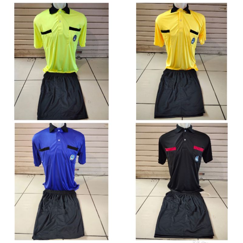 Setelan Stelan Jersey Kaos Baju Wasit Referee Sepak Bola Futsal 1 Satu Stell Stel Set Fullset Merah 