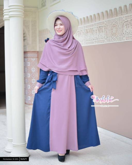 Gamis set Arshela Navy size s by Gerai saffa (premium)
