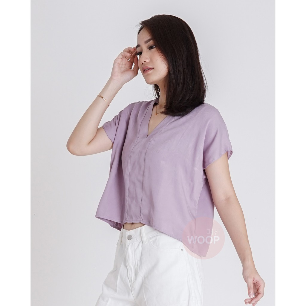 Casual V-neck Rayon Blouse premium Atasan Wanita