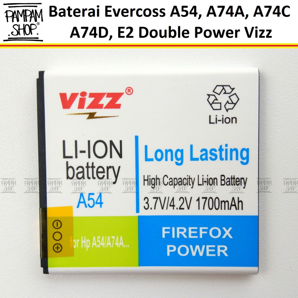 Baterai Vizz Double Power Original Handphone Evercoss A54 A74A A74C A74D E2 Batre Batrai Battery HP