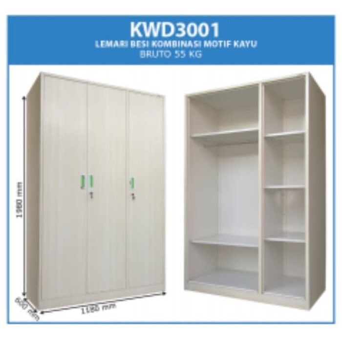 Lemari Arsip Lemari Filing Besi Kombinasi Motif Kayu Kozure KWD 3001