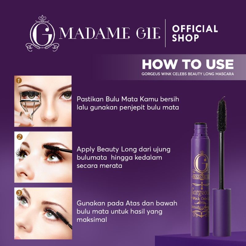 Madame Gie Gorgeous Wink Celebs Beauty Long | 2 In 1 Eyeliner | Mascara Waterproof