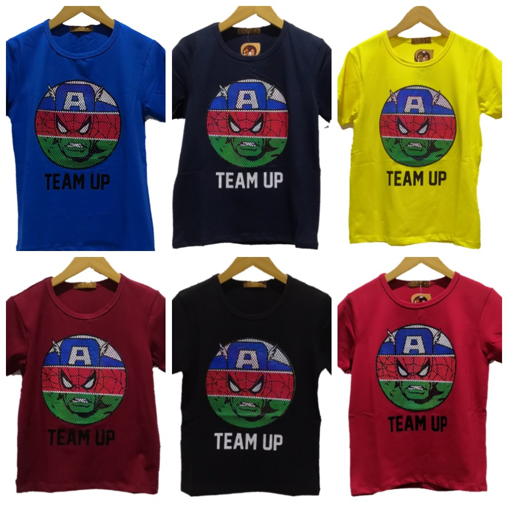 Kaos Anak Superhero Team Up Baju Karakter Spiderman Captain America Hulk Lakilaki Import Balita 1 2 3 4 5 Tahun