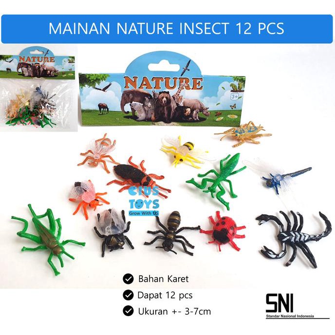 MAINAN BINATANG KARET NATURE INSECT 12 PCS | SERANGGA KARET
