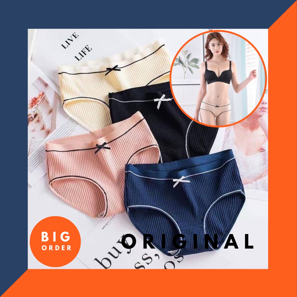 Celana Dalam Wanita Underwear Cewek Seamless PITA POLOS LUCU CD Import Asli Korea CD04