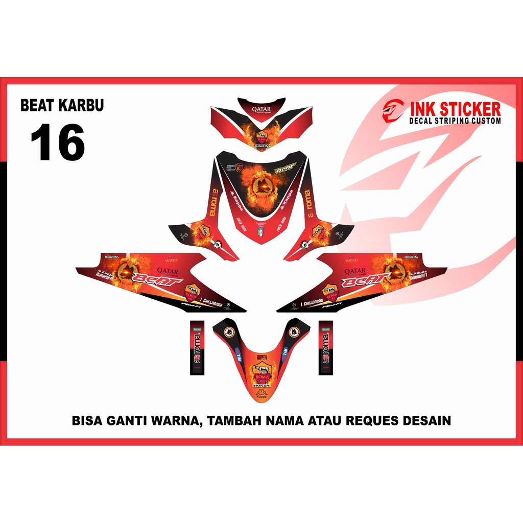 Sticker Decal BEAT KARBU 16 motif AS Roma
