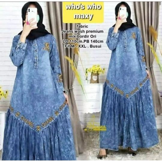 Gamis Jeans Fabia/Gamis levis/Baju muslim/Gamis terbaru/Pakaian wanita terbaru