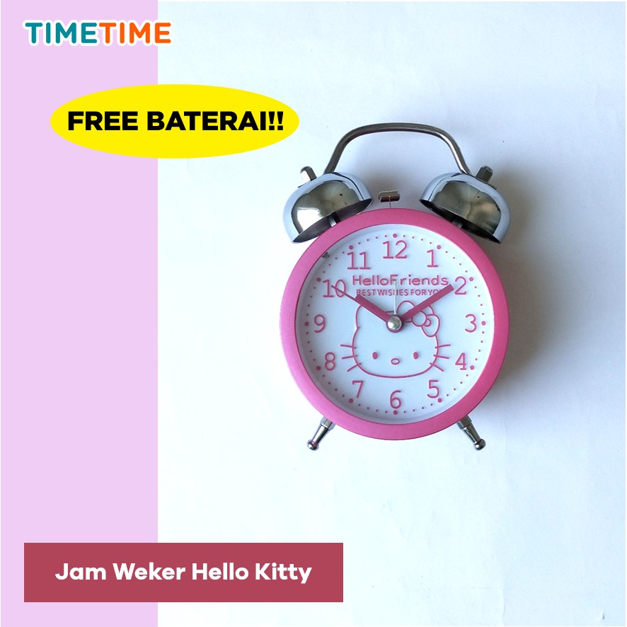 Jam Weker Beker Micky Mouse Hello Kitty Doraemon KRING FREE BATERAI 7707