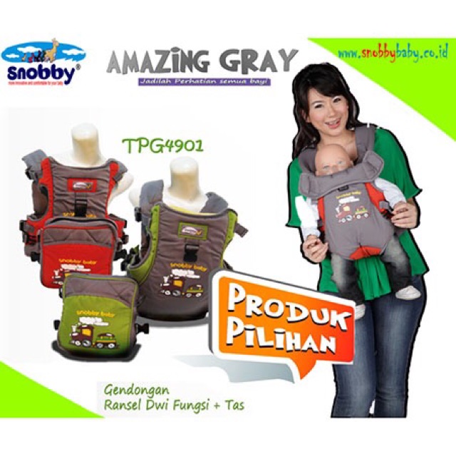 Gendongan Bayi Snobby Ransel dan Tas Dwi Fungsi Amazing Gray TPG 4901