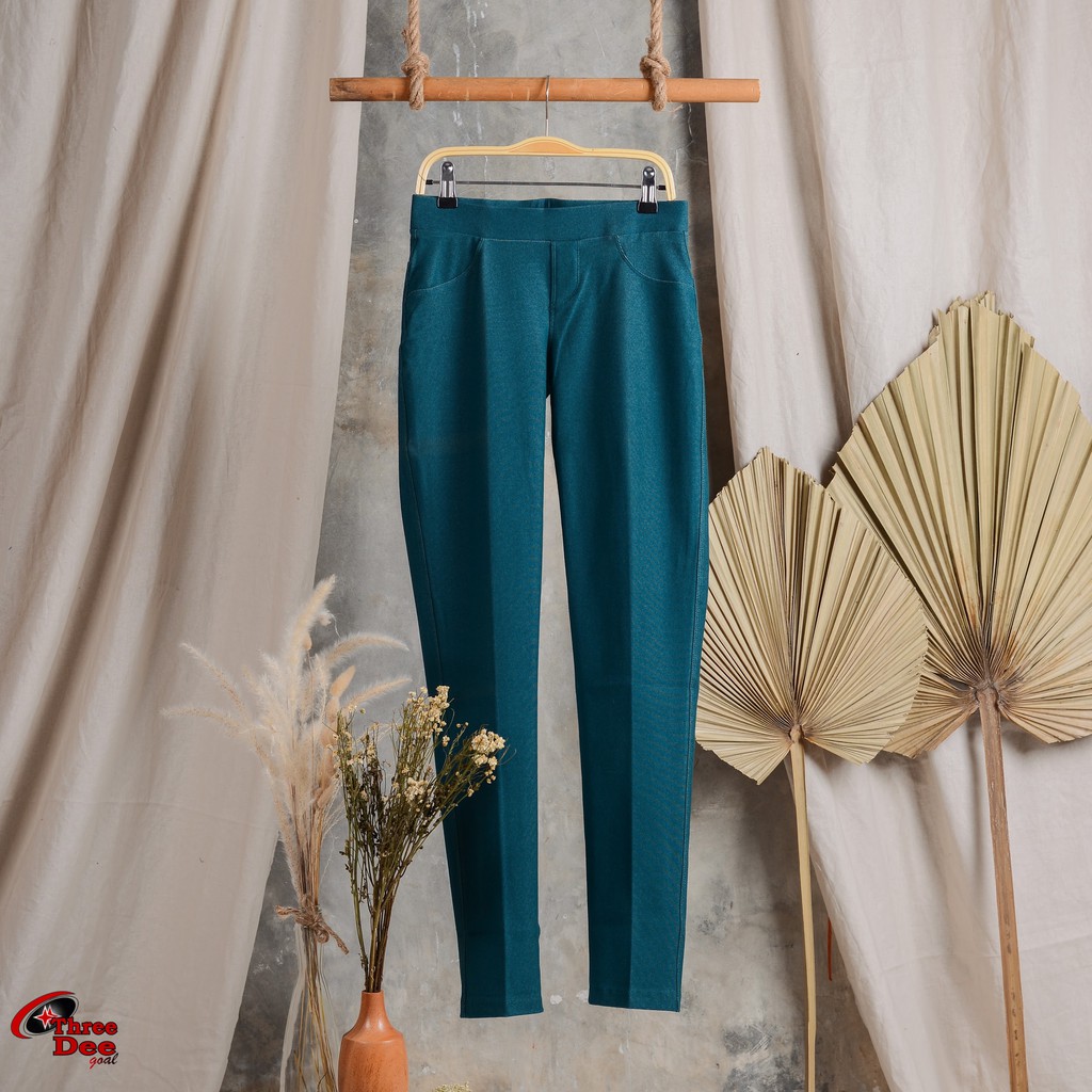 Celana Legging Wanita Three Dee Goal - DENIM HIJAU BOTOL