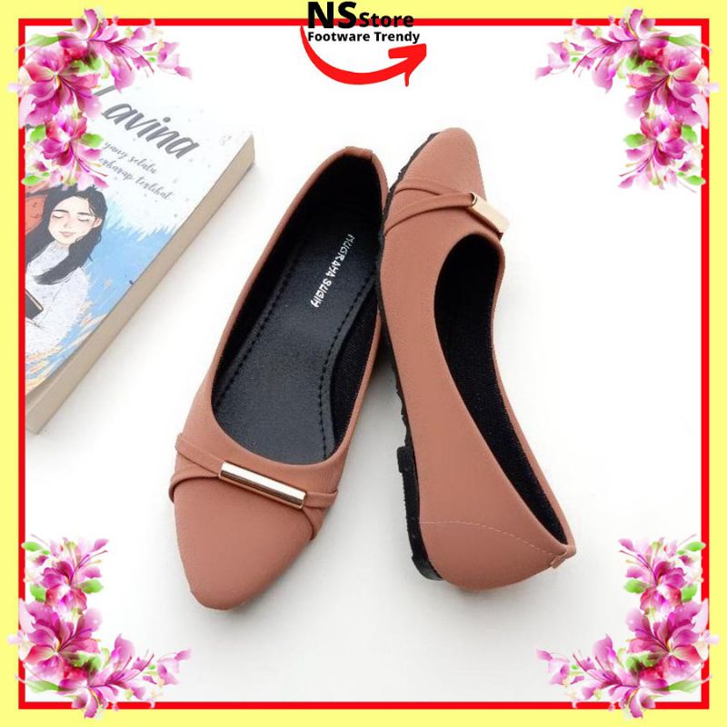 Sepatu Main Pesta Wanita Flat Shoes Kerja Cewek Remaja Dewasa Terbaru Kekinian