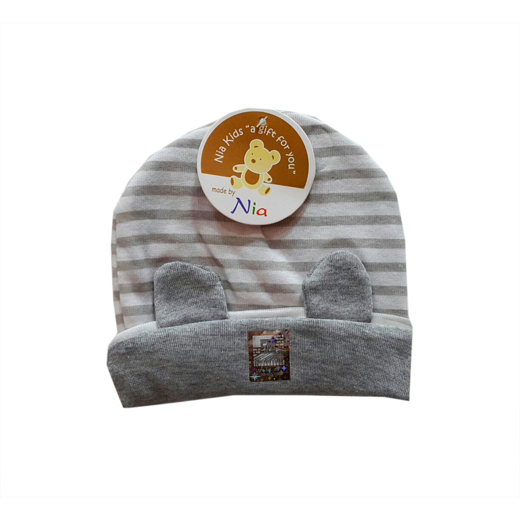 Promo !! NIA-TOPI BAYI NEW BOR TOPI BAYI MOTIF SALUR WARNA MURAH
