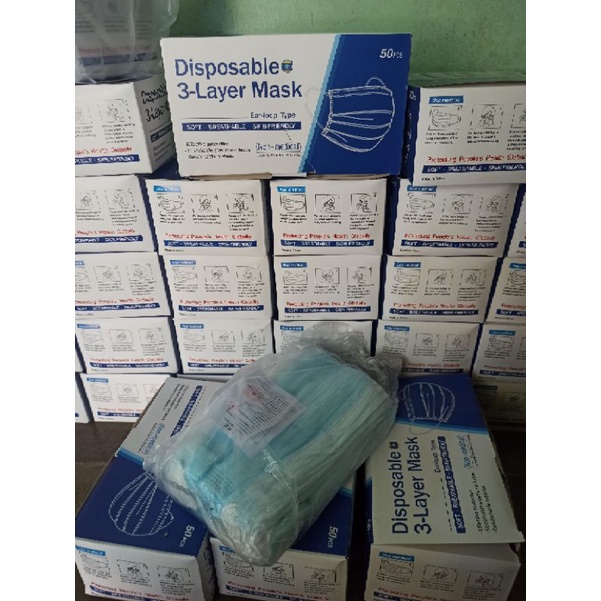 MASKER 3 PLY / SURGICAL MASK / DISPOSABLE MASK / MASKER MULUT ISI 50pc