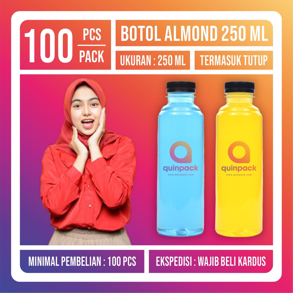 Botol Plastik almond 250 ML PET - Kale Cantik Pir 250ML Minum - Botol 250ml