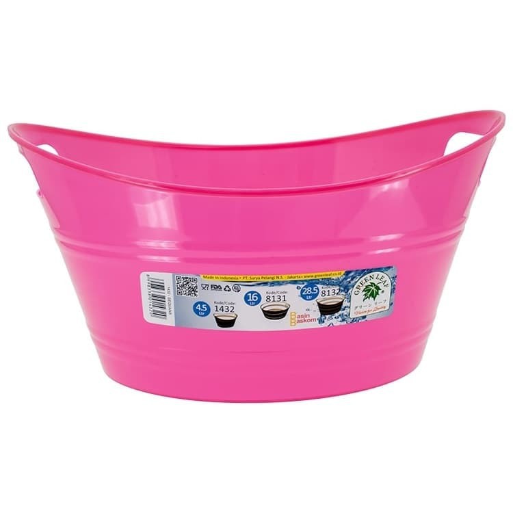 Green Leaf Baskom Kecil Ember Plastik Handle Sequana Oval Basin 1432 Bak Tempat Penyimpanan