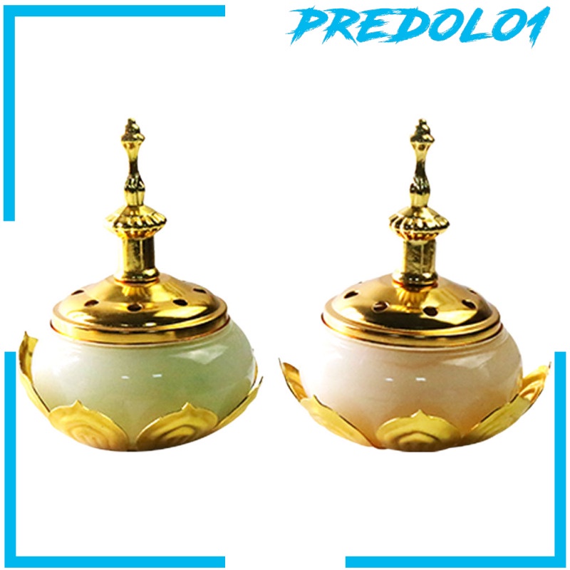 [PREDOLO1] Lotus Incense Burner with Removable Lid Cone Coil Holder Censer Ornament Indoor Bedroom Meditation