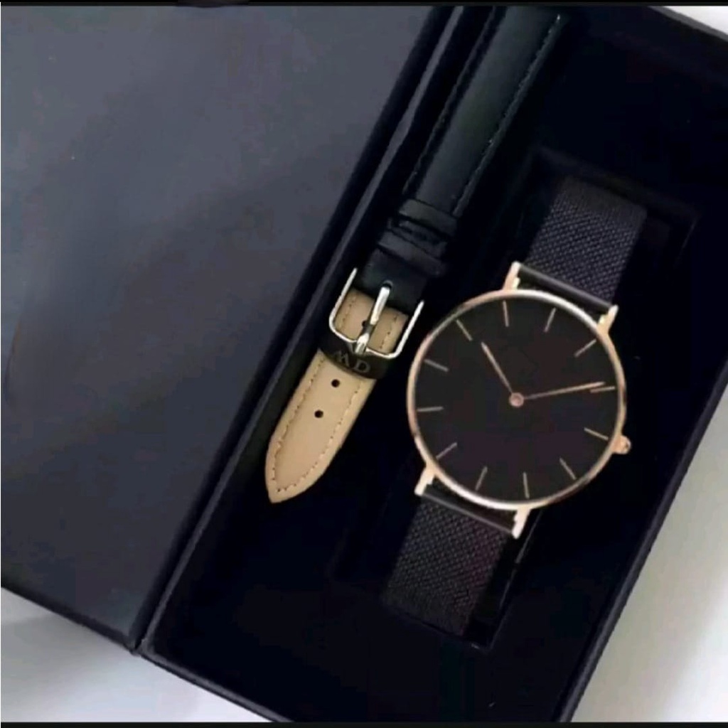 JAM TANGAN WANITA ELEGAN PREMIUM DE RANTAI MAGNET SET FREE BOX DAN TALI CADANGAN KULIT