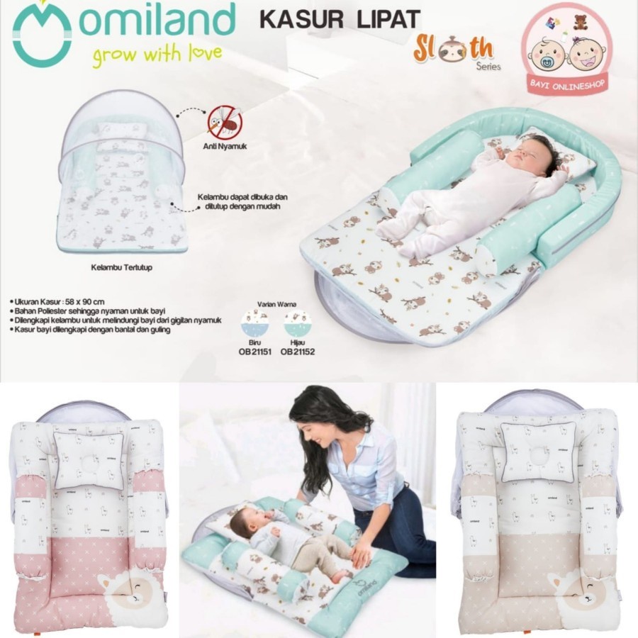 Omiland Kasur Lipat Bayi Dakron + Kelambu Alpaca Sloth Series OB19201