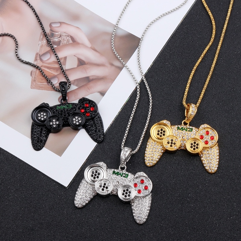 Kalung Liontin Gagang Game Bahan Zircon Gaya Hip Hop Untuk Pria