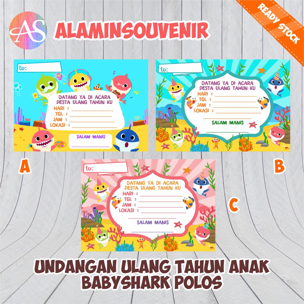 Undangan Ulang Tahun Anak Polos Baby Hiu Shark Shopee Indonesia