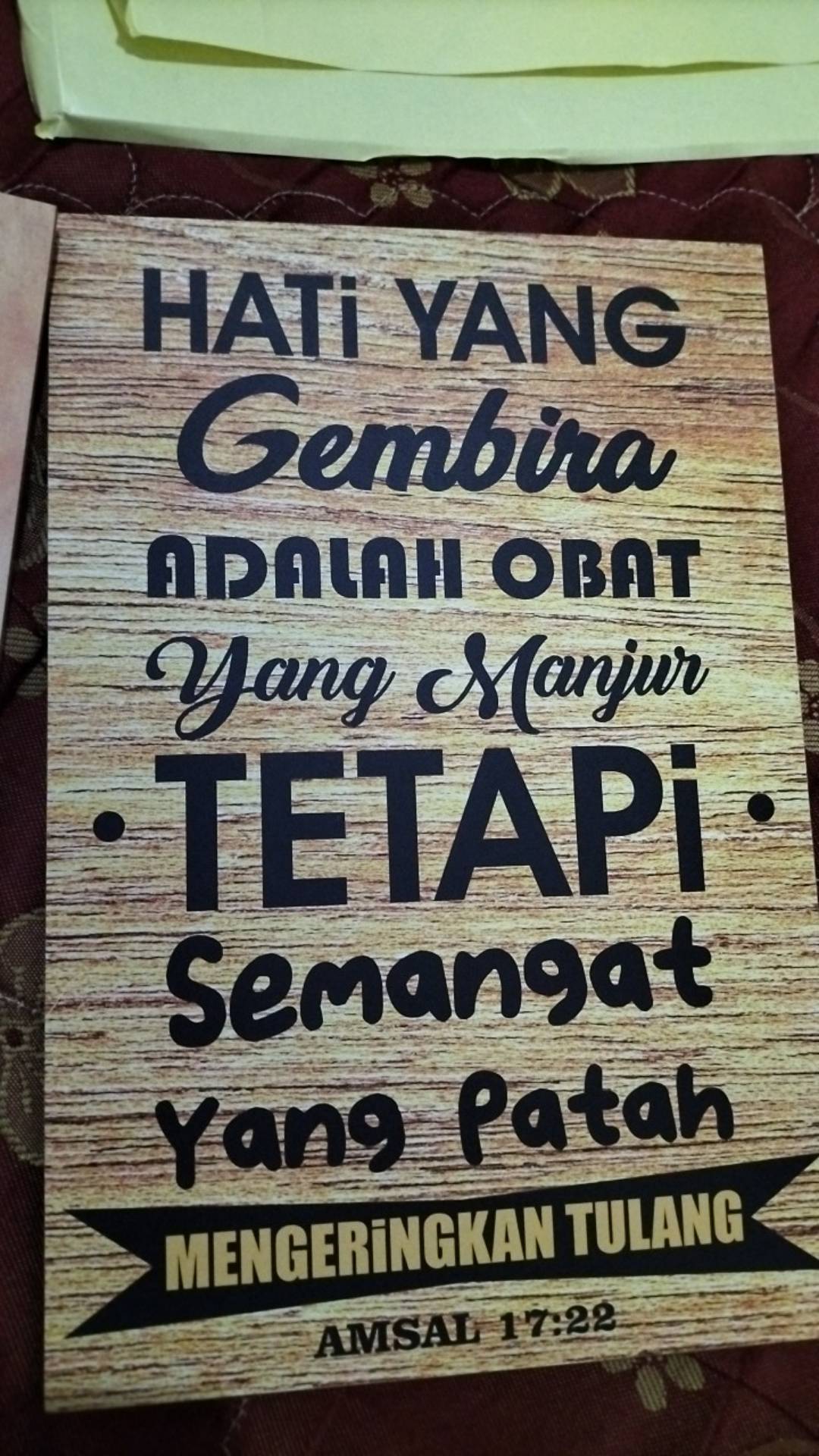 Hiasan Dinding Nasrani Poster Kutipan Ayat Amsal 17:22 Walldecor Kristen Katolik