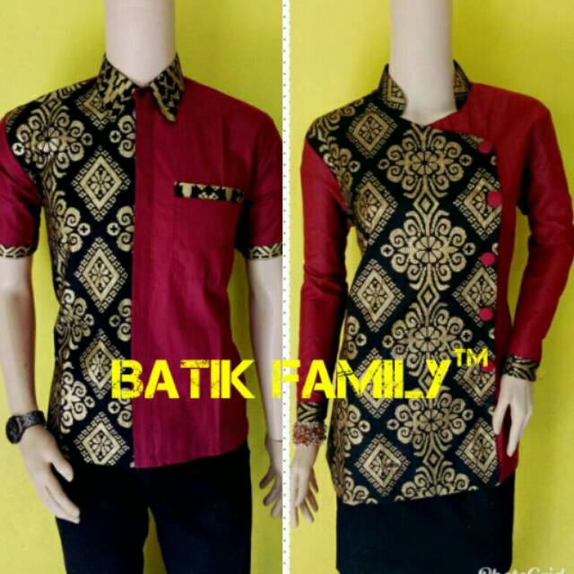 Baju Batik Couple sarimbit Fashion Pekalongan merah maron trand anak muda
