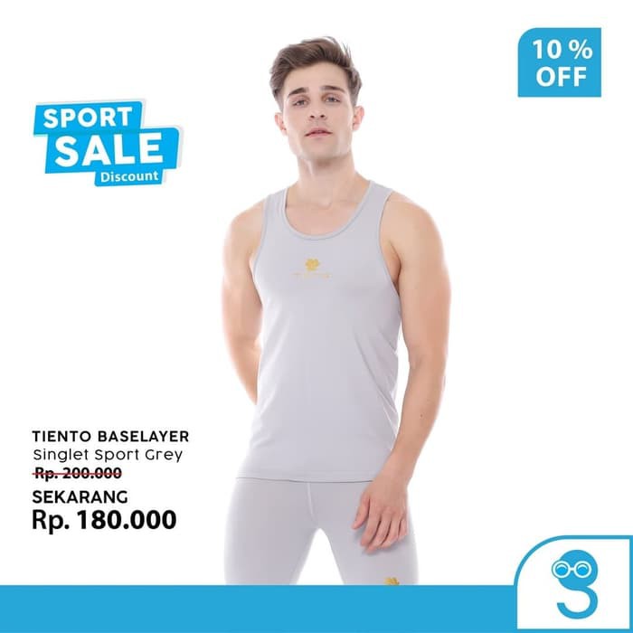 Baju Training/Running/Olahraga Nb (Grs) OO580 Tiento Tanktop Singlet Grey Baselayer Tank Top Kaos Ol