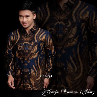 Kemeja Batik Pria Lengan Panjang Motiv Iron Man Navy Seragam Guru Dan Kantor Bahan Katun Adem Di Pakai Serap keringat