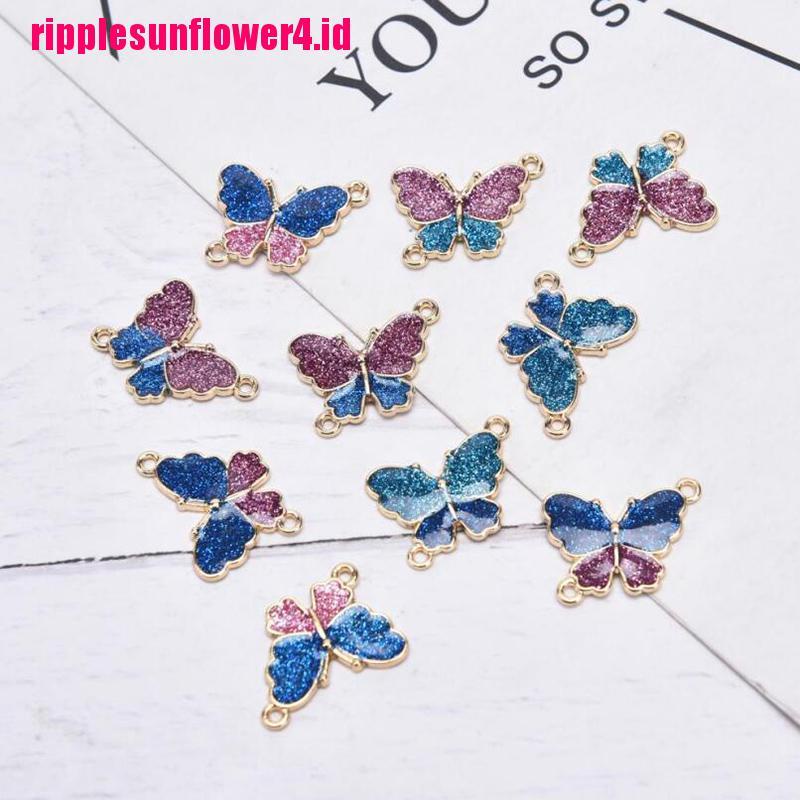 10pcs / Kantong Liontin Enamel Bentuk Kupu-Kupu Untuk DIY Perhiasan