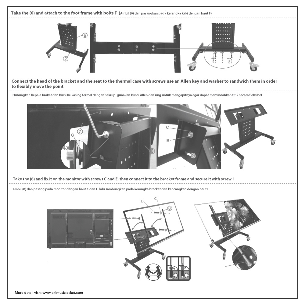 BRACKET LED TV MONITOR STAND RODA PANGGUNG OXIMUS TC600 32&quot; - 65&quot;