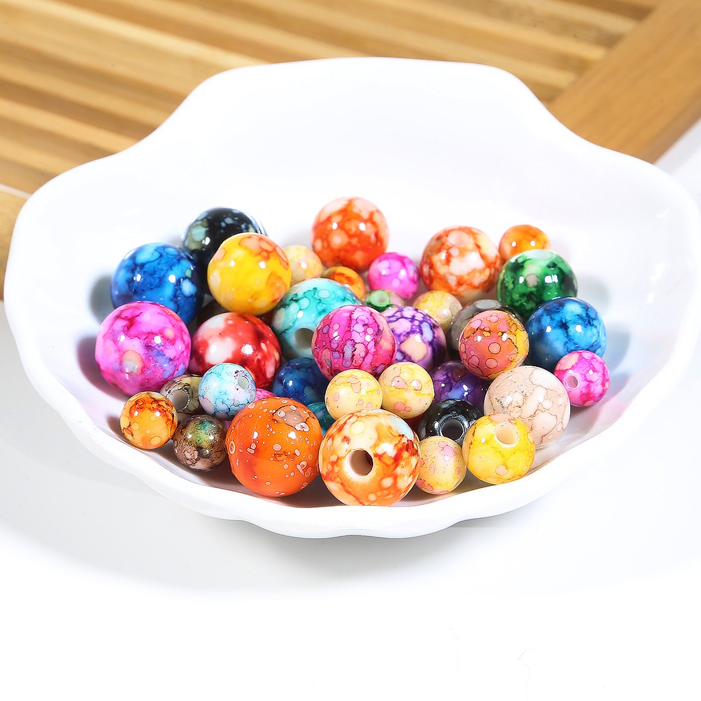 8/10/12/14 mm Round Acrylic Loose Spacing Beads DIY Craft Supplies Garment Sewing Beads Decoration Accessories