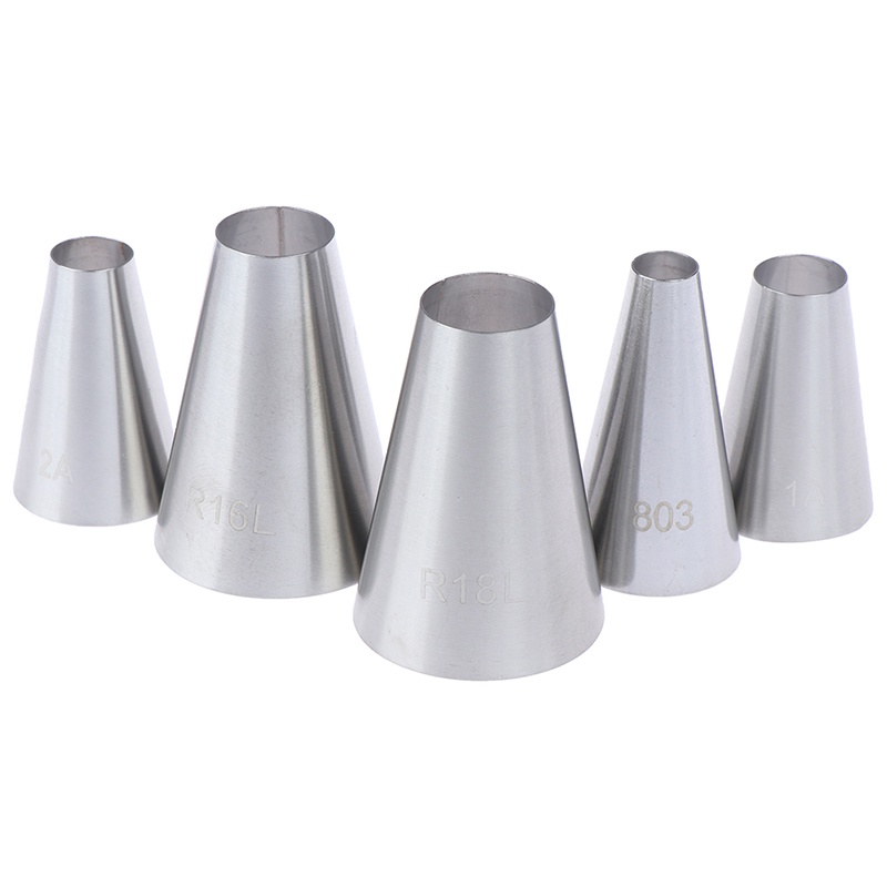 5pcs / Set Nozzle Icing Piping Bentuk Bulat Besar Untuk Dekorasi Kue Pastry