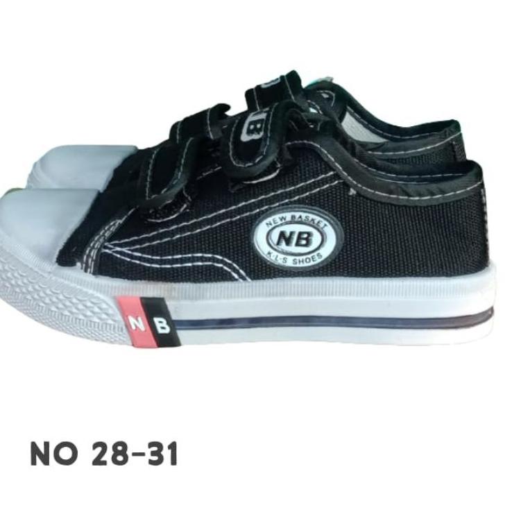 Hot Sell.. Sepatu Sekolah Anak Nb Hitam Putih Dengan Perekat Prepetan Murah Sepatu Sneakers Anak Sep