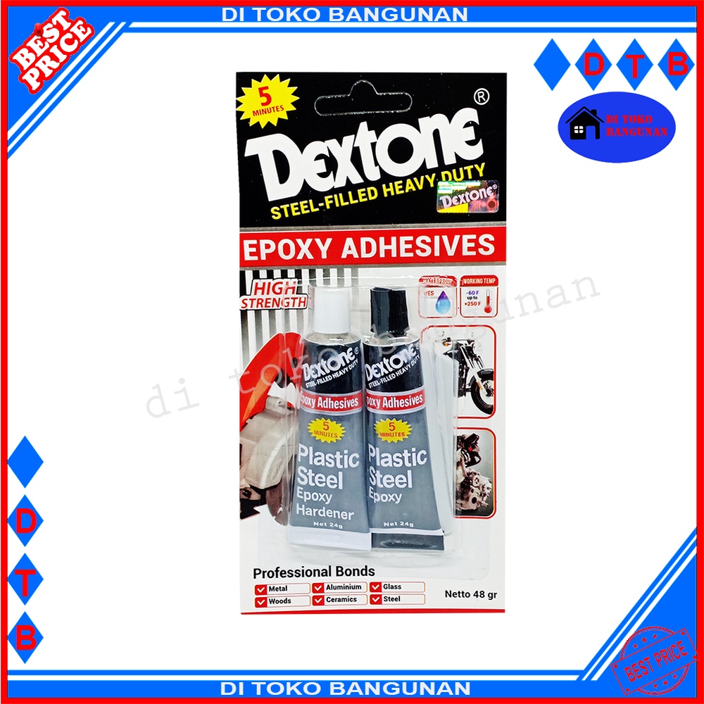 Lem Besi 5 Menit 48 Gram Dextone Lem Mesin Motor