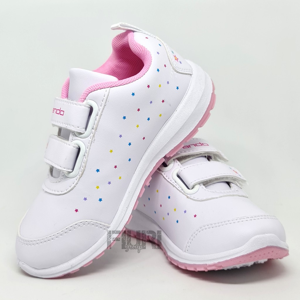 FIURI - ANDO ORIGINAL -  MINICORN PEREKAT 25-36 PUTIH PINK - SEPATU SNEAKERS KANVAS SOL KARET ANAK KECIL PEREMPUAN  - SEPATU KUDA PONI UNICORN KETS LUCU FASHION TRENDY - SEPATU SEKOLAH PAUD TK KRETEKAN PEREKAT CEWEK MURAH PROMO DISKON BONUS KAOS KAKI