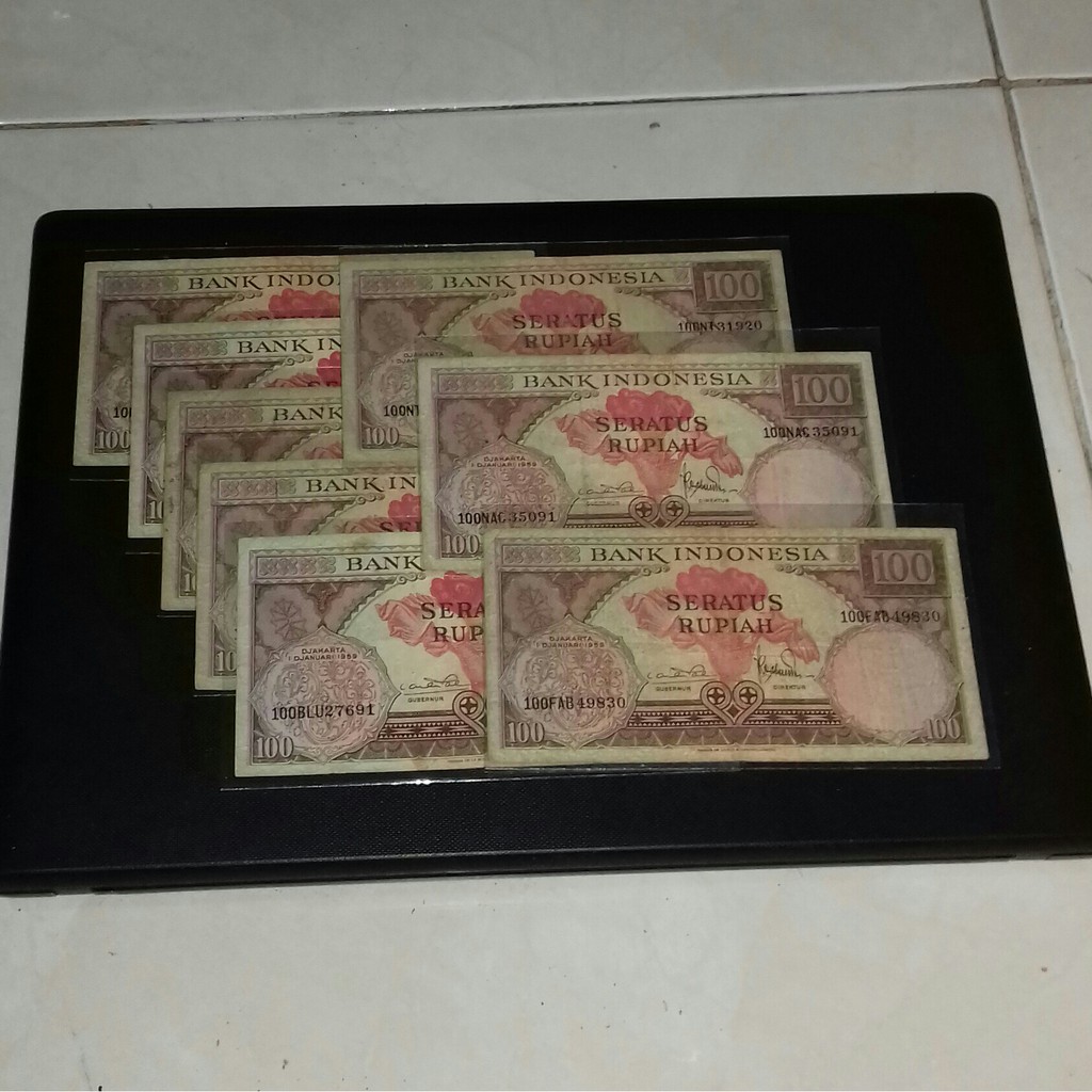 Uang Kuno Rp.100 Seri Bunga 100 rupiah tahun 1959