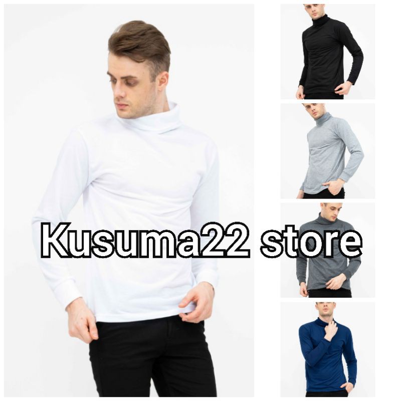(COD) BAJU TURTLE NECK LENGAN PANJANG PRIA POLOS fhasionible /kaos leher tinggi pria