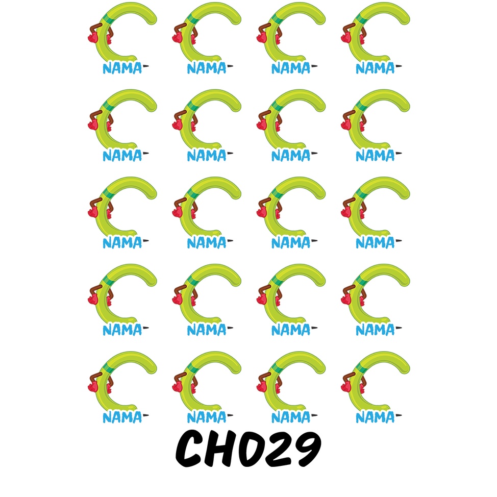 

Sticker Nama Cutting Label Waterproof Tahan Air Huruf 29 (CH029)