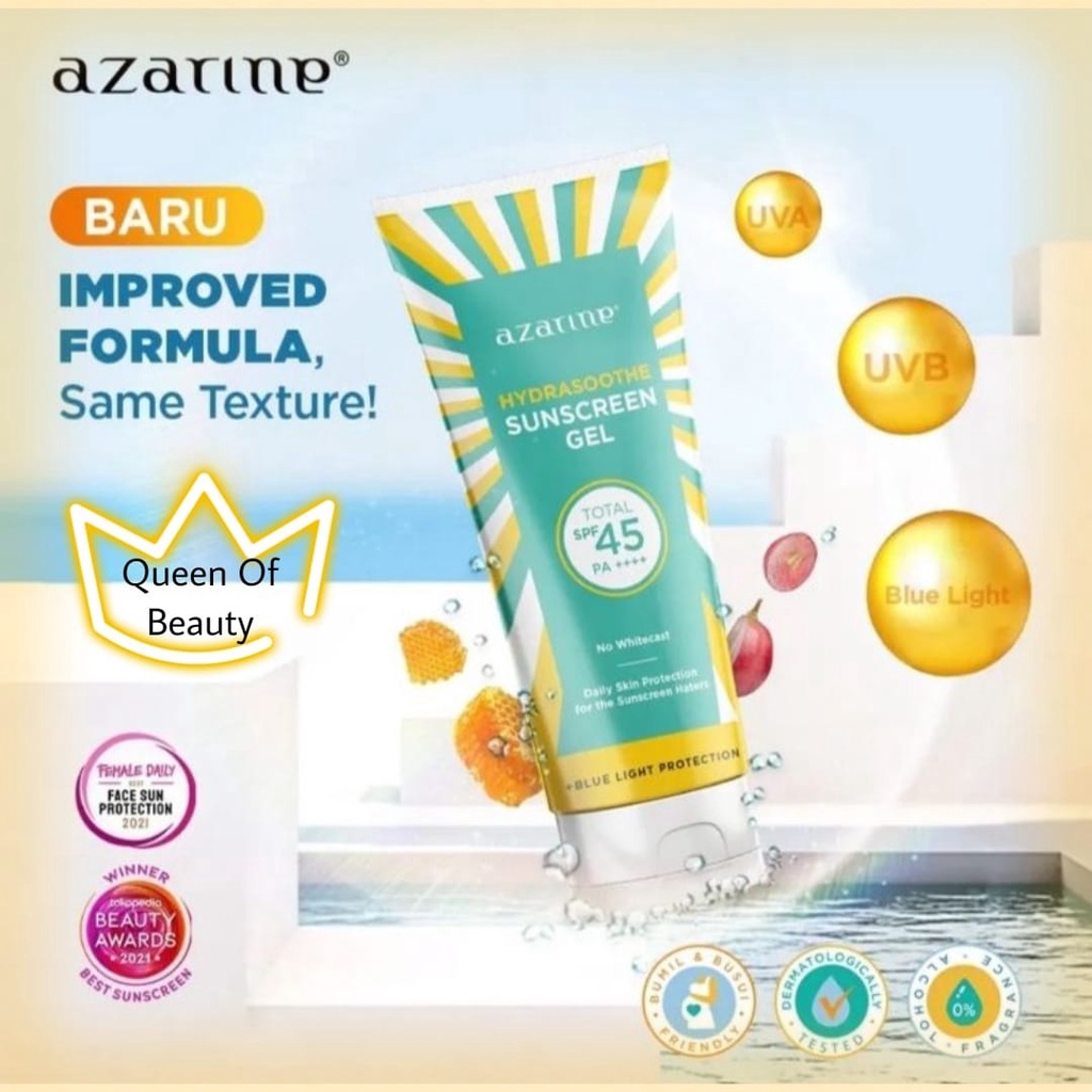 [KEMASAN BARU] Azarine Hydrasoothe Sunscreen Gel SPF | Sunscreen Gel SPF45 PA++++ | SPF50 PA++++