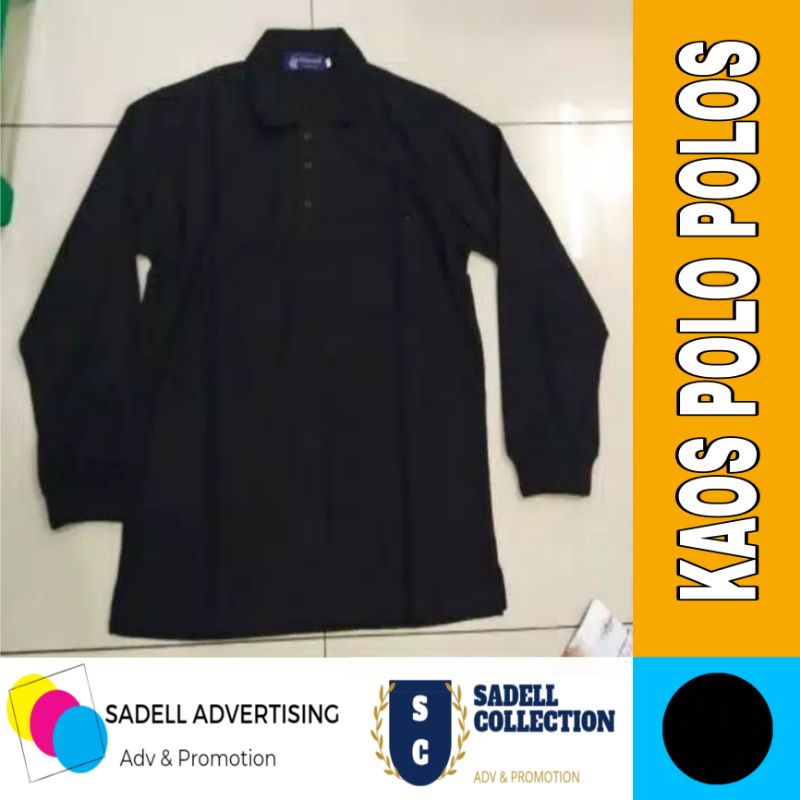 Koas Polo Shirt Katun Hitam Lengan Panjang