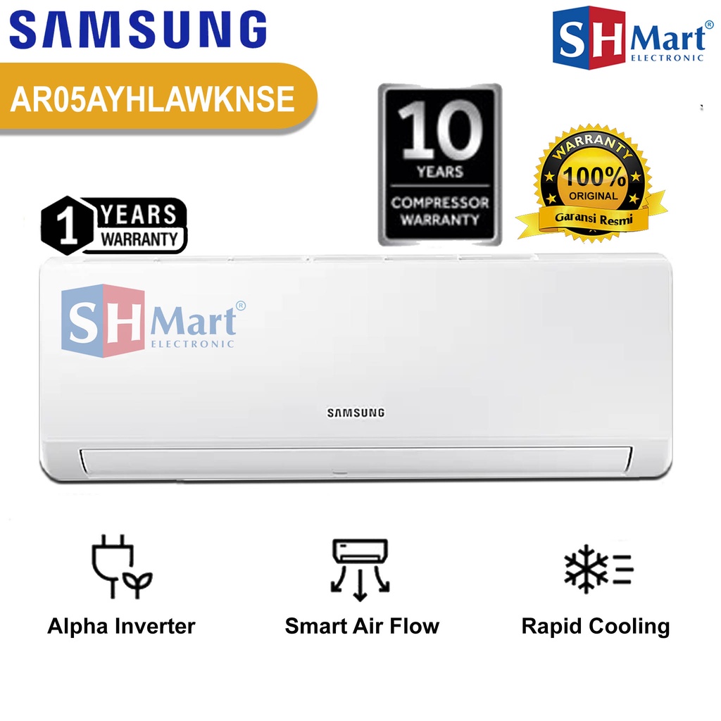 AC SAMSUNG 1/2 PK INVERTER ALPHA AR05AYHLAWKNSE / AR05AYH GARANSI RESMI (MEDAN)