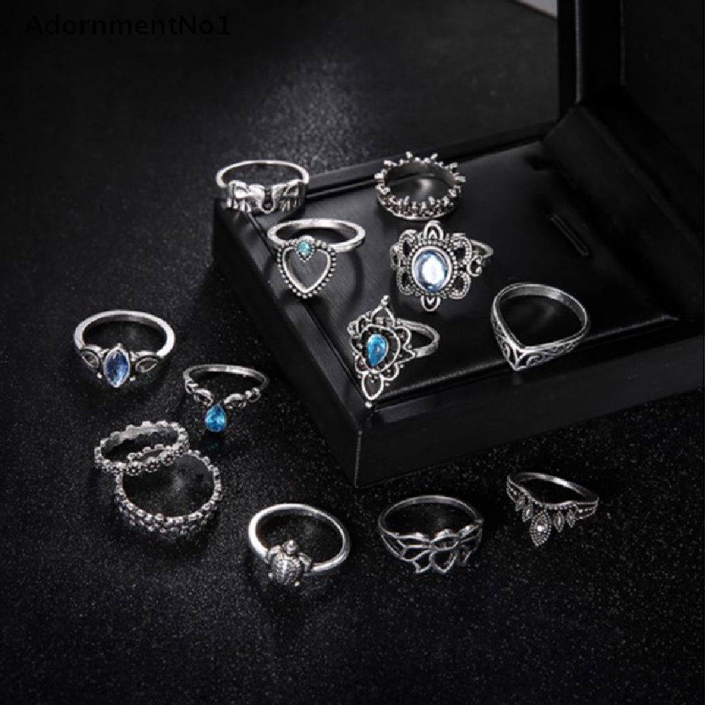 (AdornmentNo1) 13pcs / Set Cincin Aneka Desain Gaya Punk Untuk Wanita