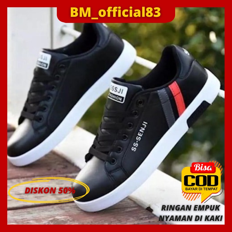 Sepatu Pria Sneakers Import Casual Sepatu Cowok Dewasa Keren Kekinian Hitam Putih ss-SENJI BG-875