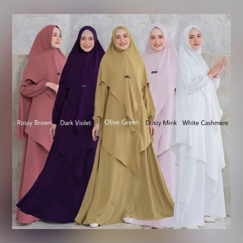 Gamis Muslim Syar'i  Set Khimar + Cadar / kukky syar'i / gamis NFC Najibah / Gamis jumbo XL / Gamis 